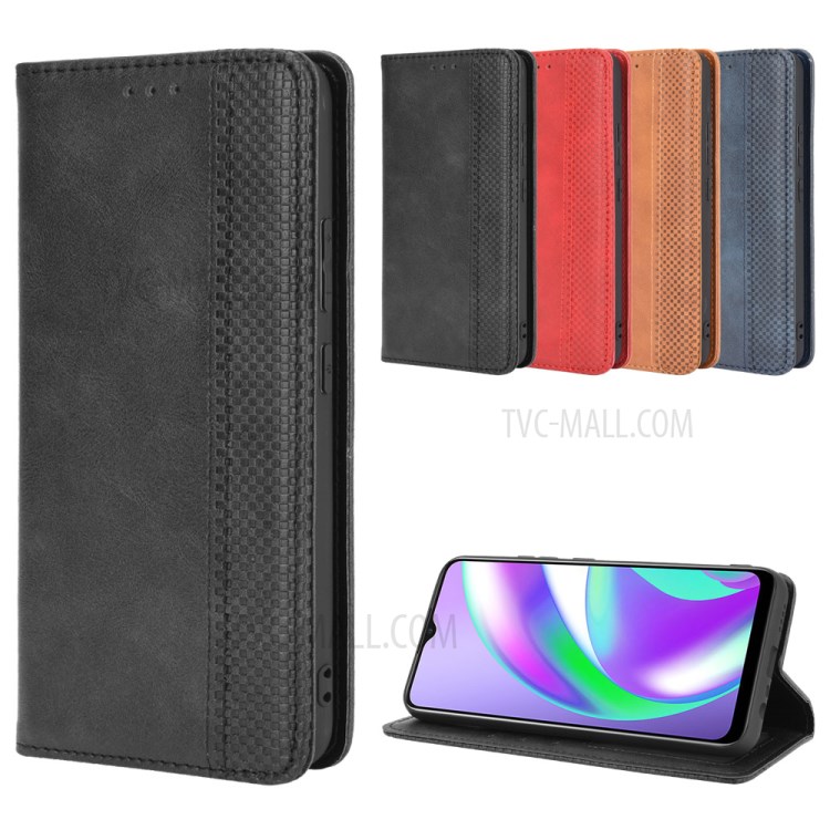 Case Realme C12 / Pre-order * เคสกระเป๋าสตางค์หนังสไตล์วินเทจ หนัง PU สไตล์วินเทจหรูหรา *
