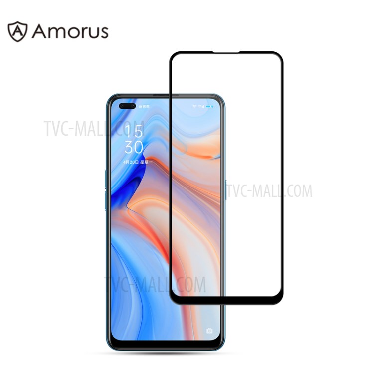กระจกกันรอย OPPO Reno4 5G / Pre-Order * AMORUS [Full Glue] การพิมพ์ซิลค์สกรีนกระจกฟิล์มแบบเต็มหน้าจอ *
