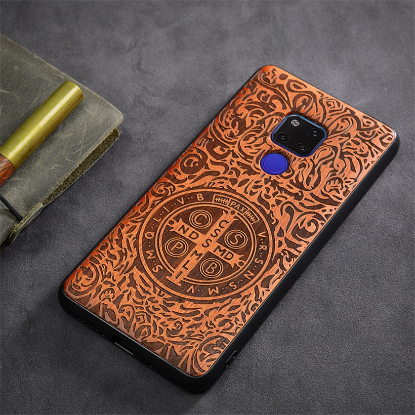 Case Huawei Mate 20 X / Pre-order * เคสหรูหราปกหลัง TPU ไม้แกะสลัก สลิม Coque Boogie Original *