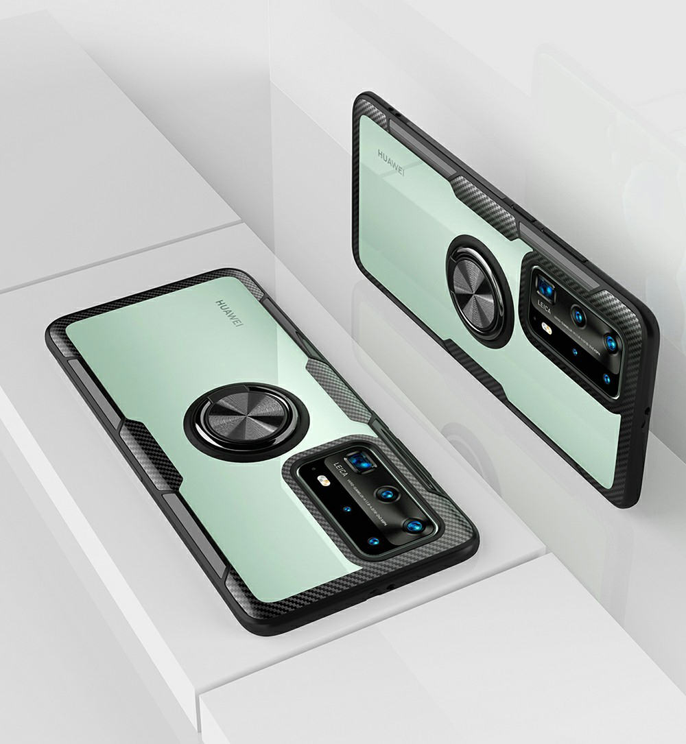 Case Huawei P40 Pro / Pre-order * เคสแหวนนิ้วขาเคส TPU + PC + เคสไฮบริดโลหะ [แผ่นโลหะแม่เหล็กในตัว] *