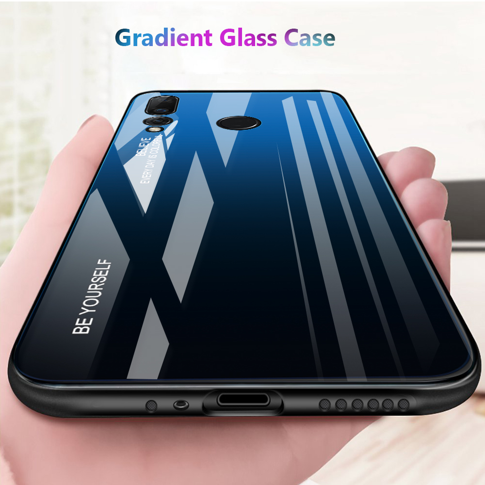 Case Huawei Nova 4 / Pre-Order * เคส + กระจกนิรภัยปกหลัง TPU + PC ไล่โทนสีไร้รอยขีดข่วน *