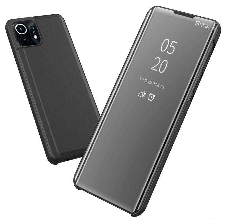 Case Xiaomi Mi 11 5G # Pre-Order * เคสขาตั้งพื้นผิวกระจกชุบ ทำจากวัสดุหนัง PC + PU หน้าต่างโปร่งแสงเพื่อให้ดูข้อมูลได้ง่าย *