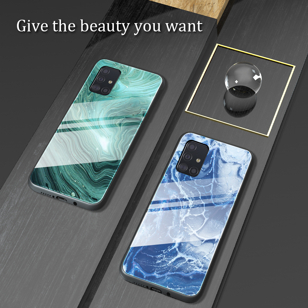 Case Samsung Galaxy A51 / Pre-order * เคสลายหินอ่อนเนื้อกระจกนิรภัยปกหลัง + TPU Combo *