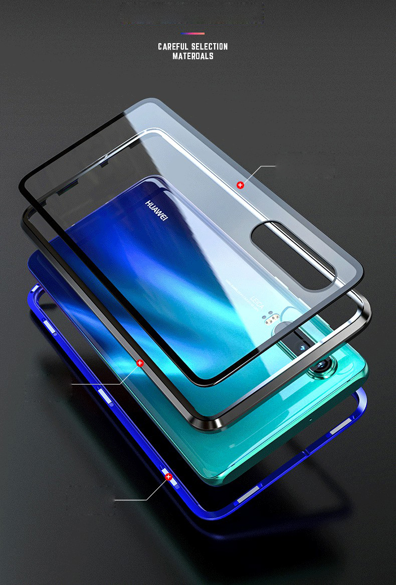 Case Huawei P30 / Pre-Order * เคสกรอบโลหะแม่เหล็กที่ถอดออกได้ + กระจกนิรภัยด้านหลังฝาครอบไฮบริด *