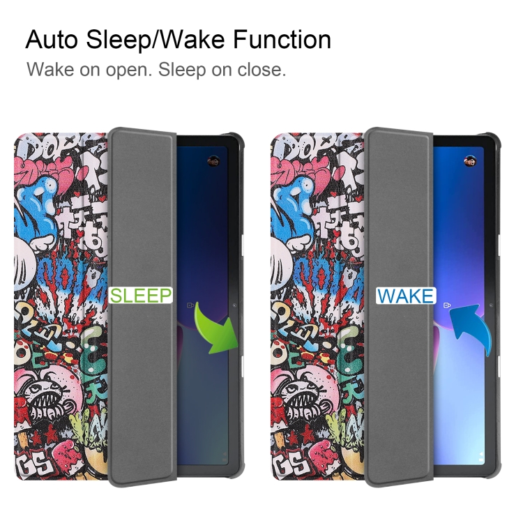 Case Lenovo Tab M10 Plus (3rd Gen) # Pre-order * 3 พับหัวเข็มขัดแม่เหล็ก Custer Texture Leather Smart Tablet *