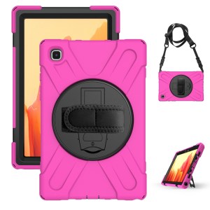 Case Samsung Galaxy Tab A7 (2020)/ Pre-Order * [สายคล้องมือในตัว] พีซีแบบหมุนได้ 360 ° + ซิลิโคน Combo Kickstand Shell พร้อมสายคล้องไหล่ *