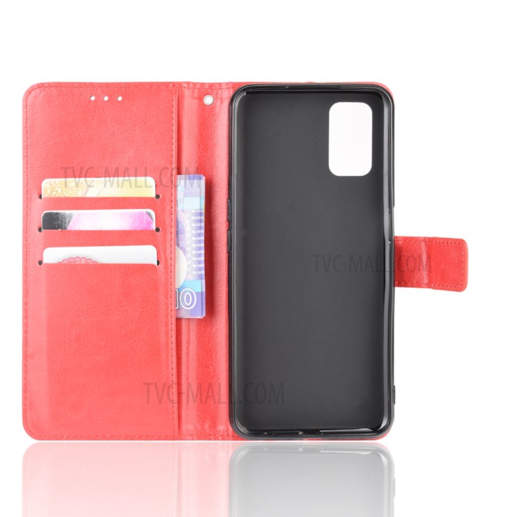 Case OPPO A92 / พร้อมส่ง * Crazy Horse เคสกระเป๋าสตางค์หนัง สไตล์กระเป๋า: 3 ช่องเสียบการ์ด + กระเป๋าเงินสด 1 ช่อง *