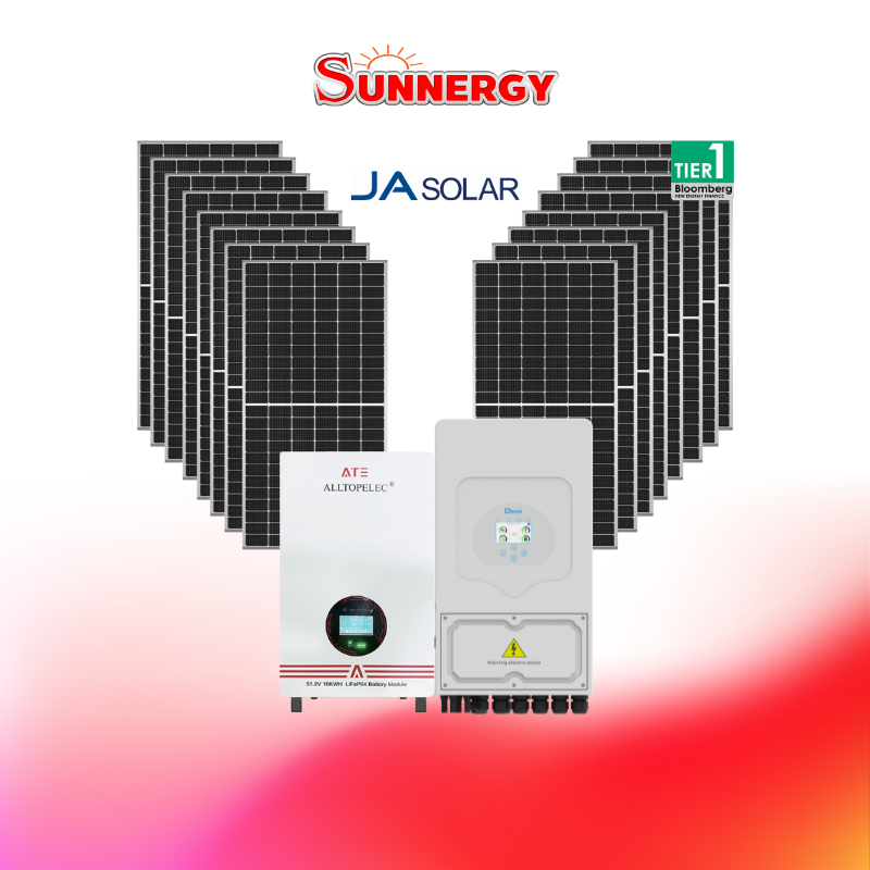 ชุดโซลาร์เซลล์ระบบไฮบริด DEYE ขนาด 10KW 1PH พร้อมแบตเตอรี่ ATE 51.2V 200Ah