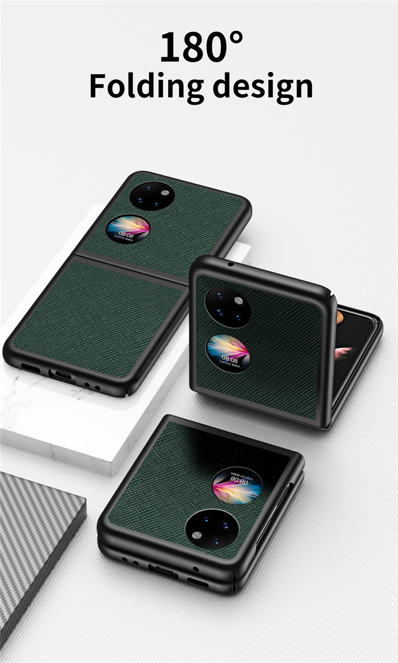 Case Huawei P50 Pocket # Pre-Order * เคสเคลือบหนัง PU ป้องกันรอยขีดข่วนและทนต่อการสึกหรอ พื้นผิวแบบกากบาทให้รูปลักษณ์ที่หรูหราและคลาสสิก *