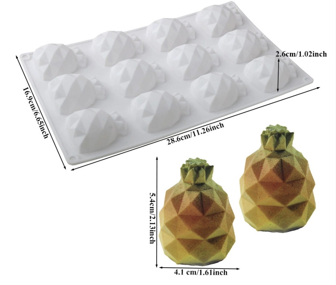 แม่พิมพ์ซิลิโคน สับปะรด เพชร 12 ช่อง 4.1*5.4*2.6cm 34 g 005321