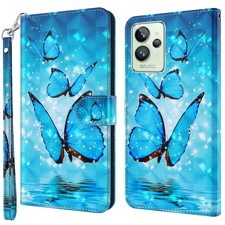 Case Realme GT2 Pro # Pre-Order * พิมพ์รูปแบบ 3 มิติที่มีสีสันกระเป๋าสตางค์หนัง PU ขาตั้งกระเป๋าถือแบบพลิกพร้อมสายคล้อง *