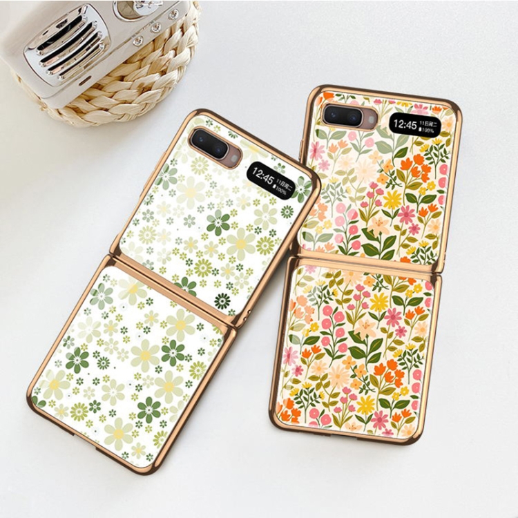Case Samsung Galaxy Z Flip / Z Flip 5G # Pre-Order * GKK เคสแก้วเพ้นท์ลายดอกไม้ *