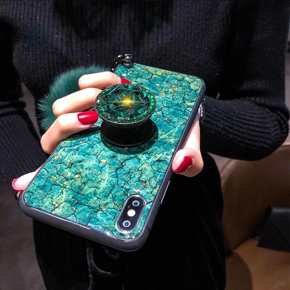 Case Huawei Nova 3 / Pre-orde * เคสเคลือบปั๊มทองคำเลอค่าหรูหรา วัสดุ TPU อ่อนนุ่มยืดหยุ่นและทนทาน + ขาตั้ง + พู่ *