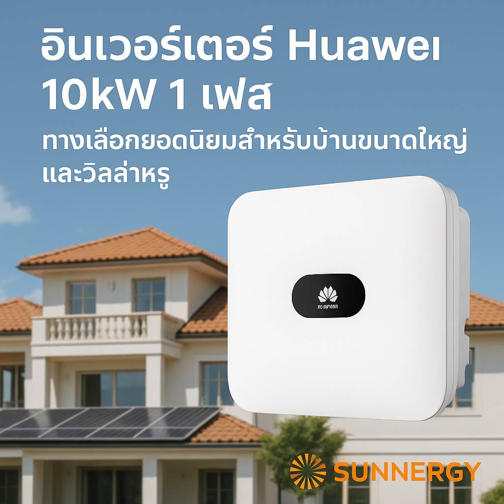 อินเวอร์เตอร์ Huawei 10kW 1 เฟส – ทางเลือกยอดนิยมสำหรับบ้านขนาดใหญ่และวิลล่าหรู อินเวอร์เตอร์ Huawei 10kW 1 เฟส – ทางเลือกยอดนิยมสำหรับบ้านขนาดใหญ่และวิลล่าหรู