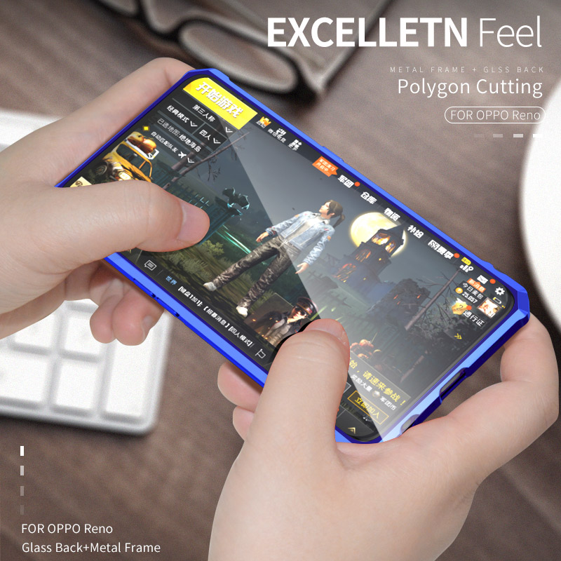 Case OPPO Reno 10x Zoom # พรีออเดอร์ * กรอบโลหะ + กระจกด้านหลังวัสดุคุณภาพสูงเพื่อการป้องกันที่เชื่อถือได้ *