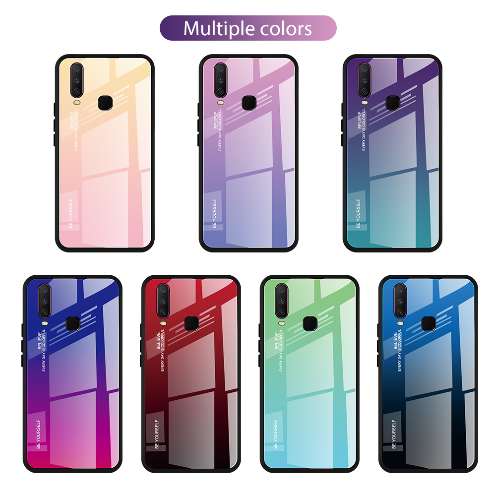 Case Vivo Y17 / Pre-Order * เคสกระจกนิรภัยไล่ระดับสี + PC + TPU Combo *