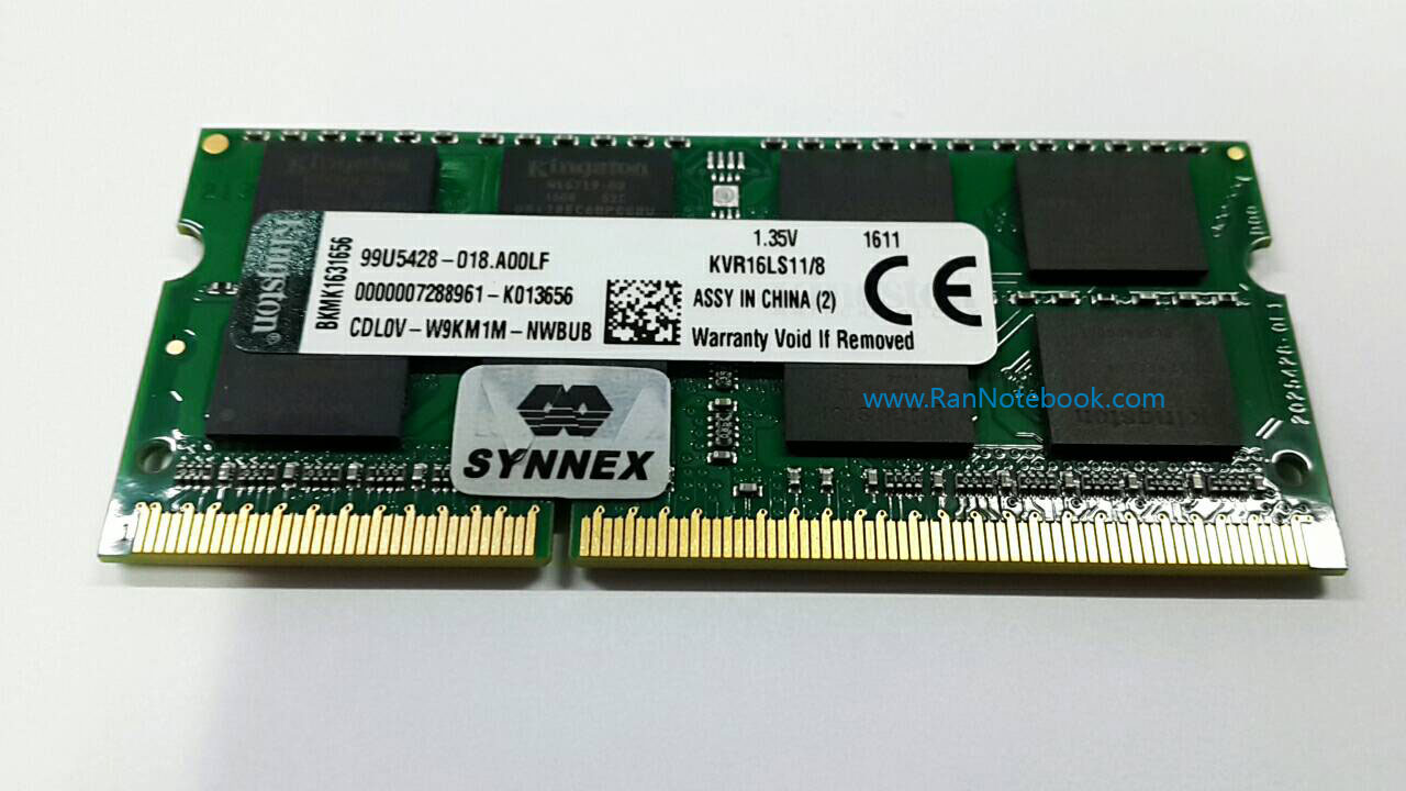 แรม โน๊ตบุ๊ค 8GB DDR3L 1600 MHz Kingston RAM NB 8GB DDR3L