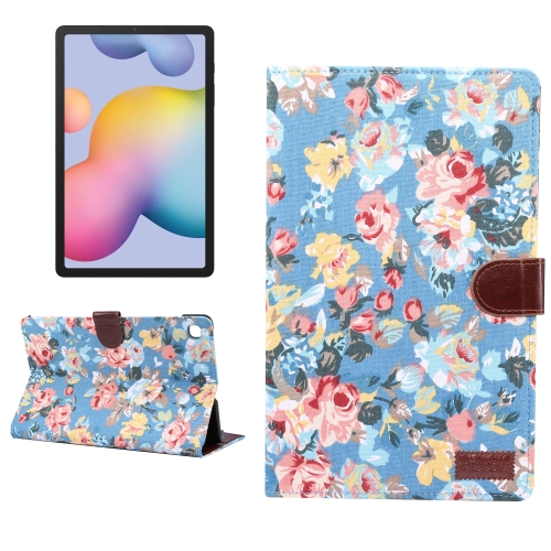 Case Samsung Galaxy Tab S6 Lite / Pre-Order * เคสดอกไม้แบบผ้า & Sleep / Wake-up ฟังก์ชั่น และช่องเสียบการ์ดและกระเป๋าสตางค์ *