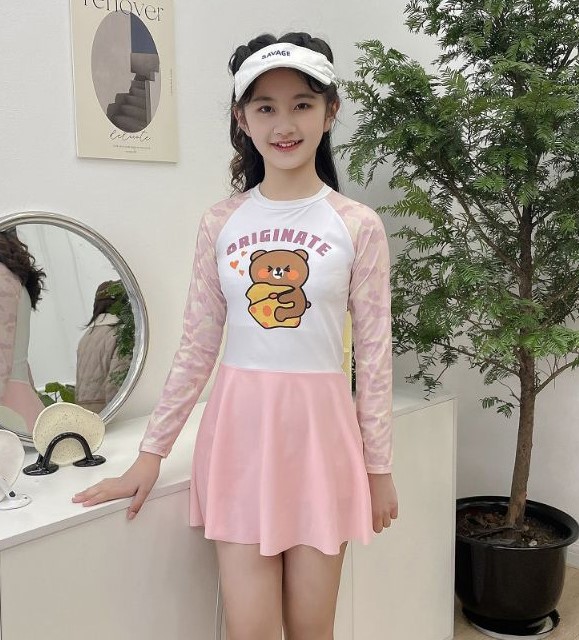 ชุดว่ายน้ำ กระโปรง สีชมพู ไซส์ XXL