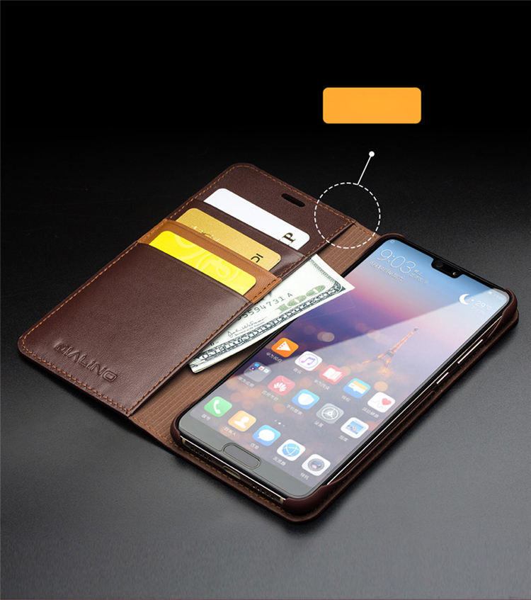 Case Huawei P20 / Pre-order * QIALINO คลาสสิก หนังวัวแท้ Wallet *