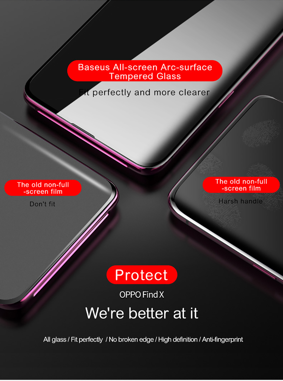 กระจกนิรภัย OPOP Find X / Pre-Order * BASEUS ความหนาเพียง 0.3 มม. แต่มีความแข็ง 9H ทำจากแก้วพรีเมียมที่มีเทคโนโลยี CNC *
