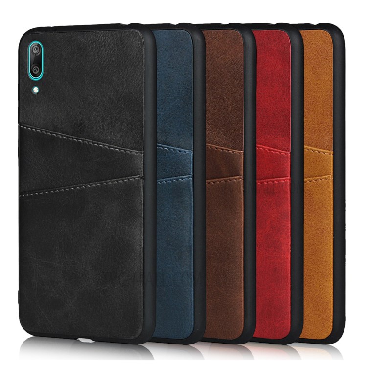 Case Huawei Y7 Pro 2019 / Pre-Order * เคสพลาสติกเคลือบด้วยหนัง PU ออกแบบด้วย 2 ช่องเสียบการ์ดเพื่อความสะดวกในการพกพา *