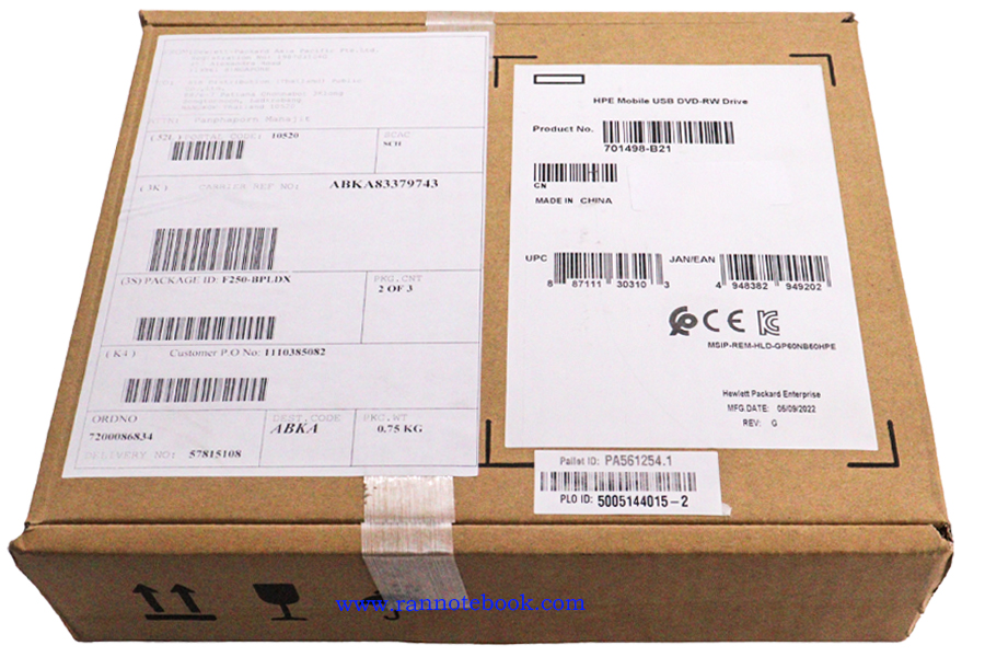 HPE Mobile USB DVD-RW Optical Drive 701498-B2 ของแท้ศูนย์ ใช่สำหรับ เซิฟเวอร์ HP ประกัน ศูนย์ HP Thailand
