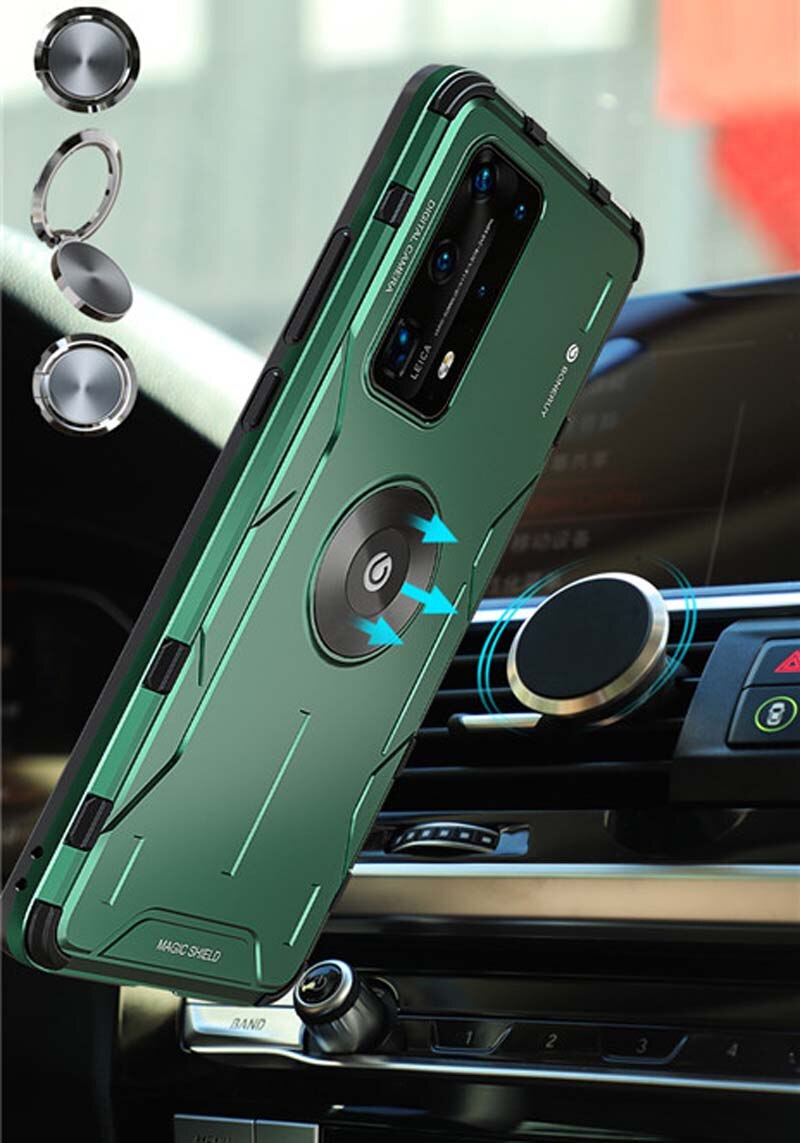 Case Huawei P40 Pro / Pre-order * เคสอลูมิเนียมโลหะหรูหราซิลิโคนปกคลุมกันกระแทกโทรศัพท์เกราะกลับปก + แหวน *