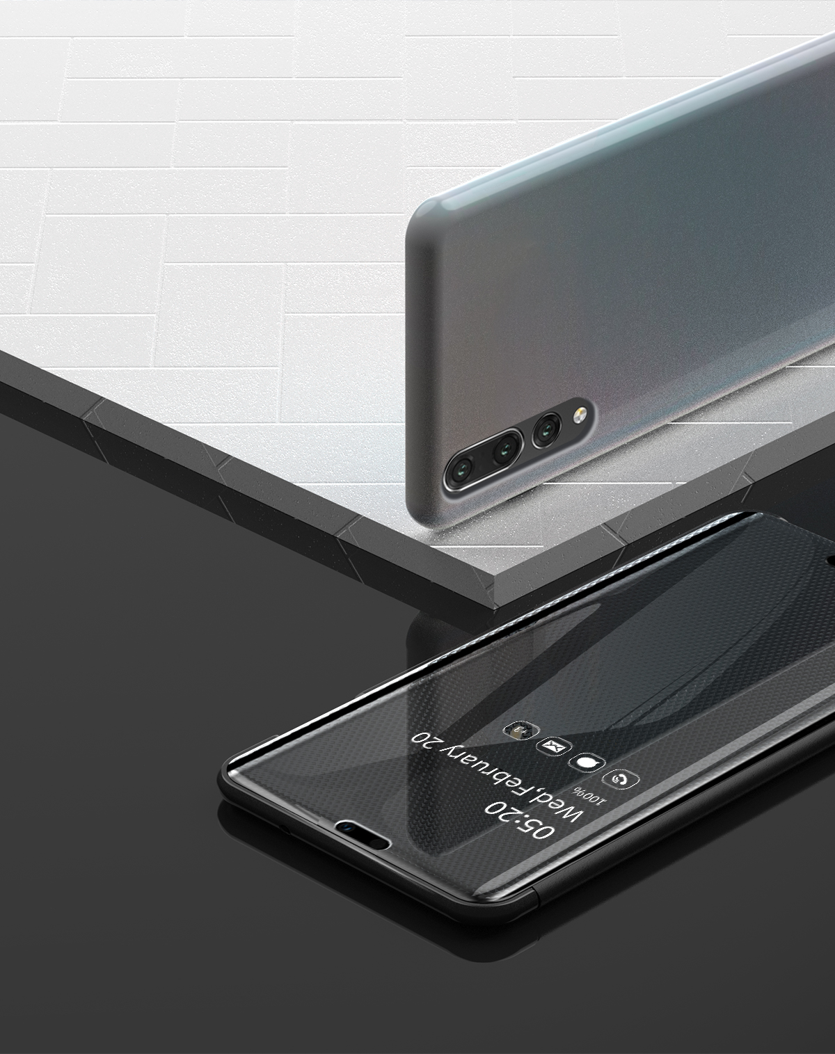 Case Huawei P20 Pro / Pre-order * View Window Mirror ทำจากวัสดุหนัง PC + PU หน้าต่างโปร่งแสงเพื่อการดูข้อมูลที่ง่าย *