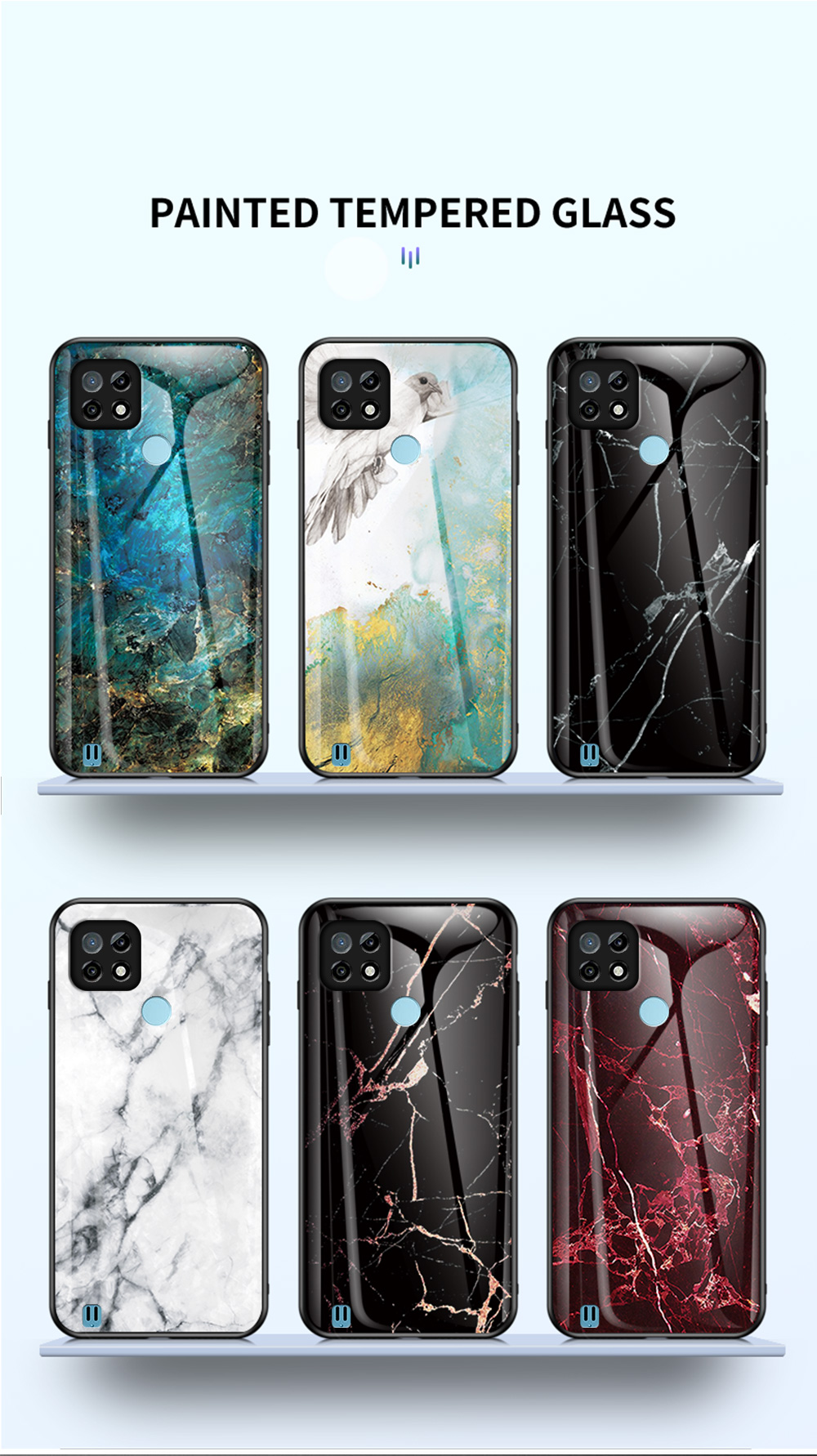 Case Realme C21 # Pre- Order * กระจกนิรภัยแบบไฮบริดเคสโทรศัพท์กันกระแทก ฝาหลังกระจกนิรภัยคุณภาพ + ฝาครอบ TPU PC *