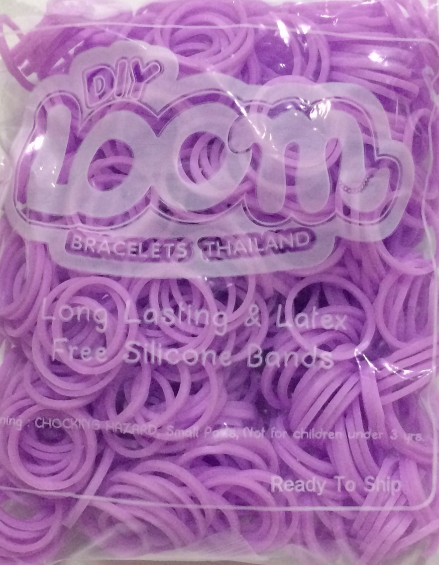 100% Silicone Loom Band รุ่นเรืองแสง(Glow in the dark )/ สีม่วงพาสเทล 600 เส้น(GPV)