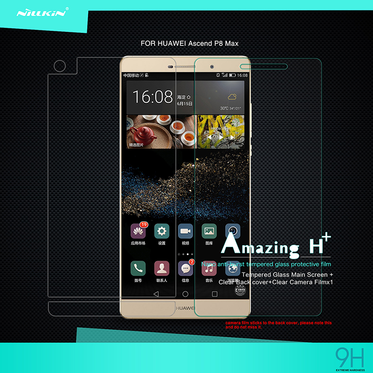 กระจกนิรภัย หน้า, ฟิล์มหลัง Huawei Ascend P8 Max / Pre-order *NILLKIN H+*