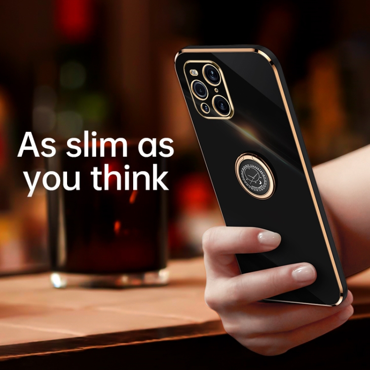 Case OPPO Find X3 / X3 Pro # Pre-Order * Xinli ตรง 6D ชุบทองขอบ TPU เคสกันกระแทกพร้อมขาตั้งแหวน *