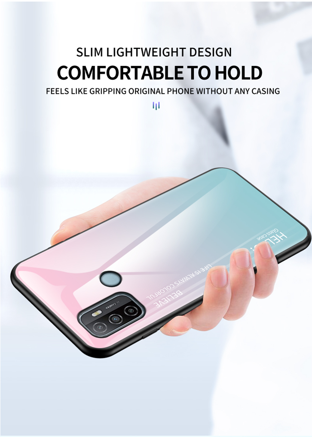 Case OPPO A53 (2020) # Pre-Order * เคสรูปแบบการไล่ระดับสีกระจกนิรภัย + PC + TPU Edge โทรศัพท์มือถือแบบไฮบริด *