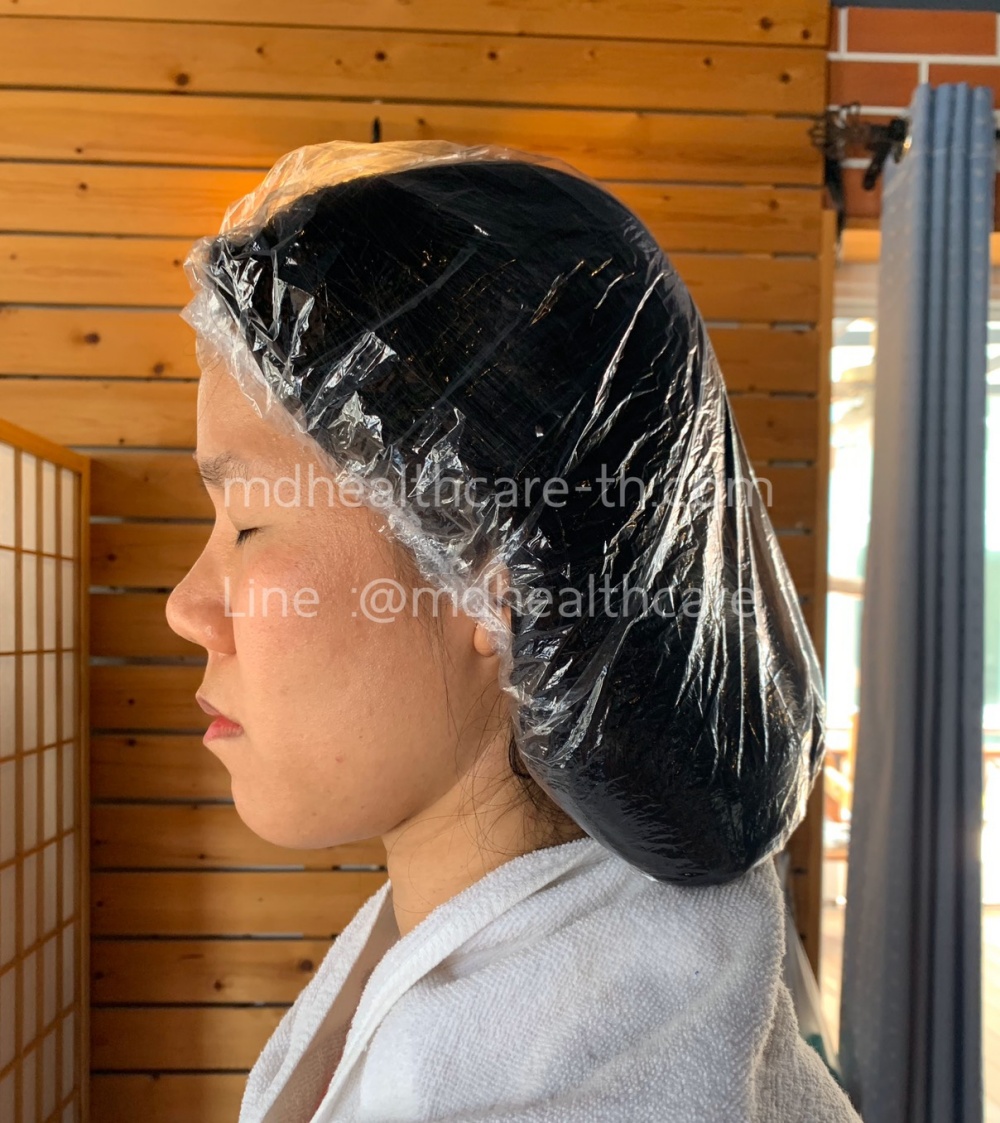 หมวกคลุมผมพลาสติก หมวกอาบน้ำใช้แล้วทิ้ง ขนาดใหญ่ XL (100ชิ้น/ห่อ) ห่อพลาสติกทุกชิ้น