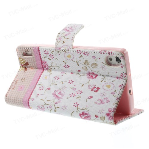 Case Huawei P7 / Pre-order * หนัง PU และ TPU วัสดุ ดอกกุหลาบลูกไม้รูปแบบการปักดอกไม้ฝังด้วย rhinestones เงา *