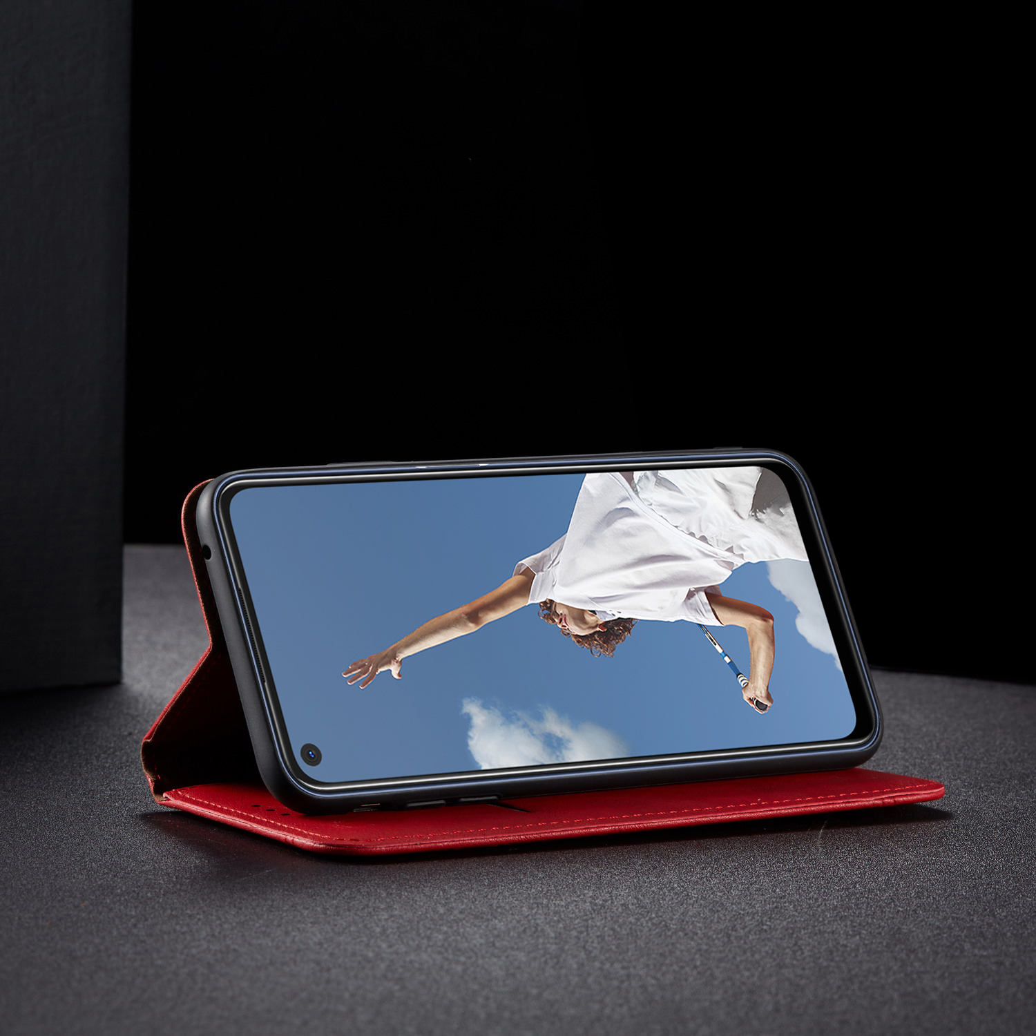 Case OPPO A92 / Pre-order * สไตล์ย้อนยุคม้ากระเป๋าสตางค์หนังยืนเนื้อม้า, เย็บแผลดีพร้อมหมุดทองย้อนยุคและสง่างาม *