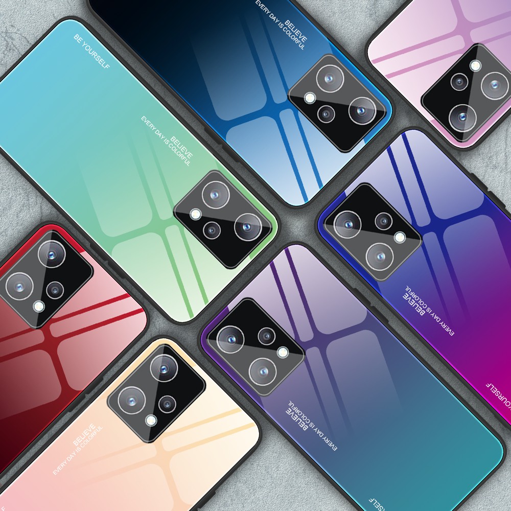 Case Realme 9 Pro Plus # Pre-Order * กระจกนิรภัยไฮบริดไล่ระดับสี + เคส TPU ฝาครอบโทรศัพท์มือถือกันกระแทก *