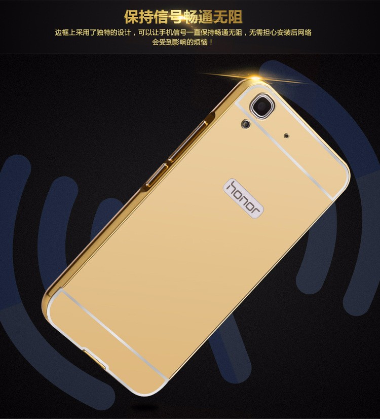 Case Huawei Y6ii / Pre-order * Bumpers 2in1 แกร่งกันชนโลหะ + พลาสติกแผ่นหลังเงาเหมือนกระจก *