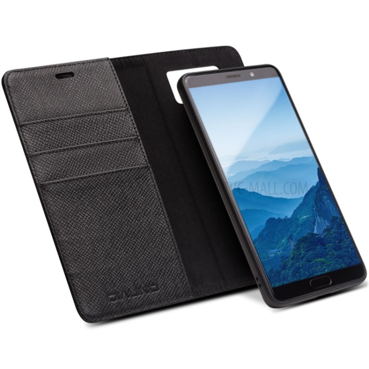 Case Huawei Mate 10 Pro / Pre-order * QIALINO Cross Texture กระเป๋าสตางค์หนังวัวแท้ ถอดได้ *