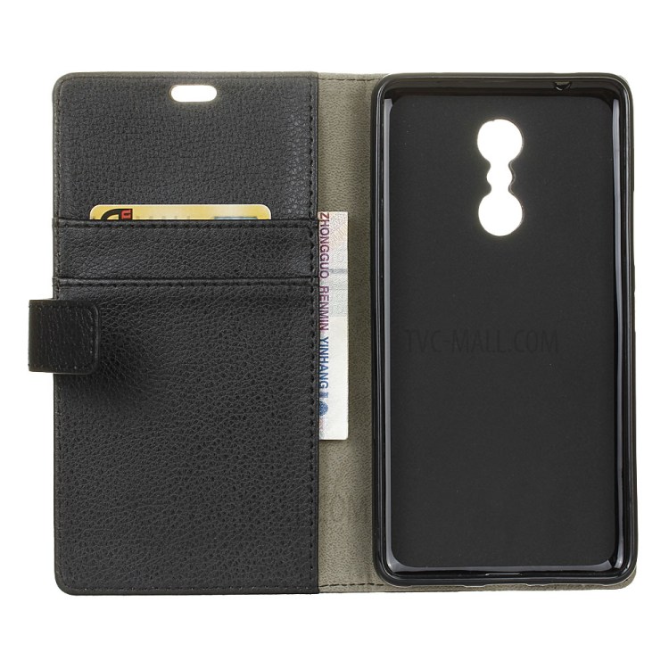 Case Lenovo K6 Note / Pre-order * เคสกระเป๋าสตางค์หนังลิ้นจี่ - ดำ *