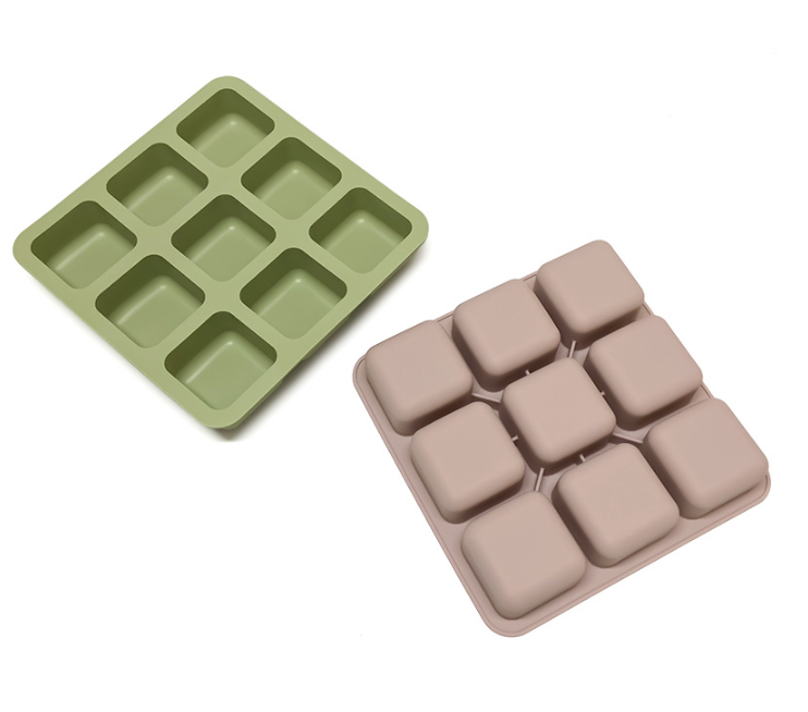 แม่พิมพ์ซิลิโคน สี่เหลี่ยมขอบมนพร้อมฝา 9 ช่อง 125g 6*6*3.5cm 005256