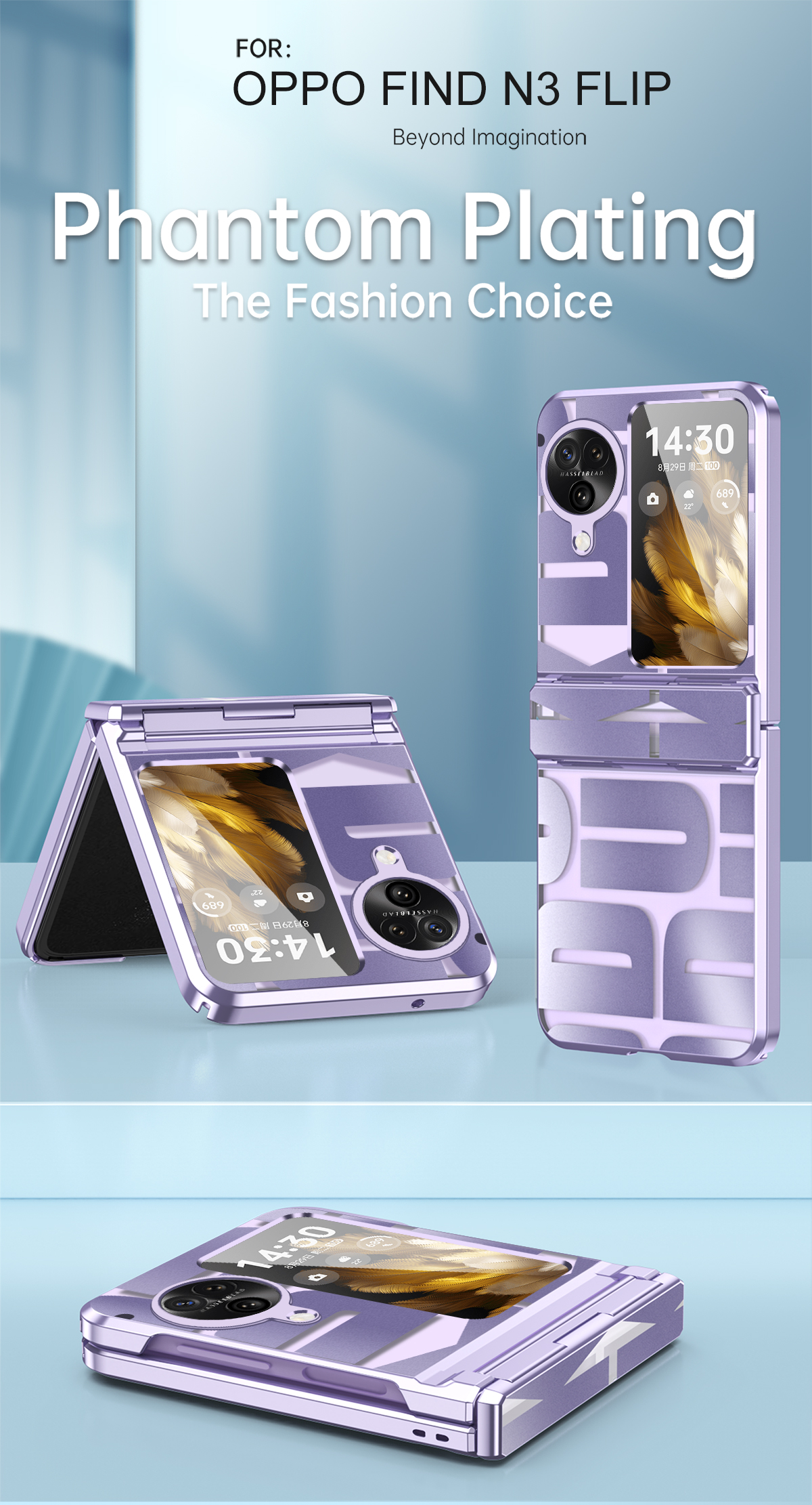 Case Find N3 Flip # Pre-Order * เคสโทรศัพท์เคลือบด้วยไฟฟ้าเคสโทรศัพท์พีซีแบบแข็งพร้อมบานพับป้องกัน *