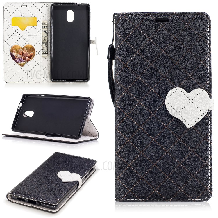 Case Nokia 3 / Pre-order * เคสหนังกระเป๋าสตางค์หัวใจรักสีตัดกัน *