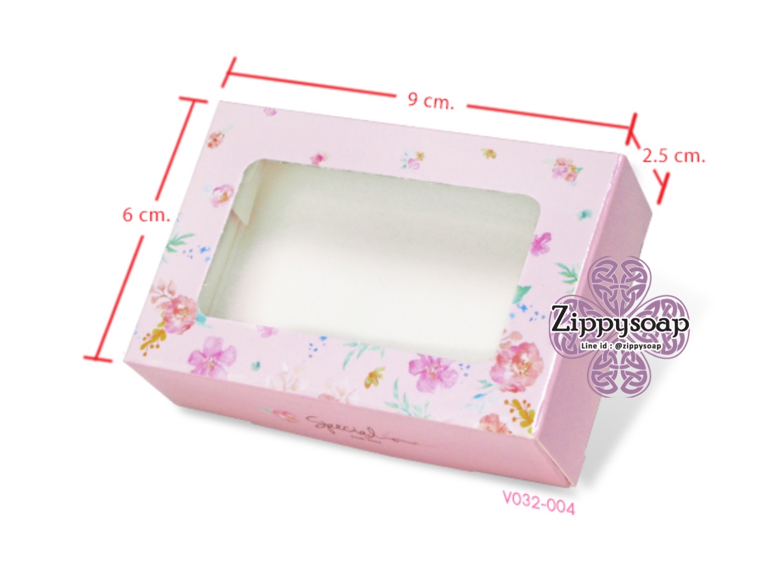กล่องใส่สบู่ลายดอกไม้สีชมพู 60 ชิ้น 6*9*2.5cm 004553