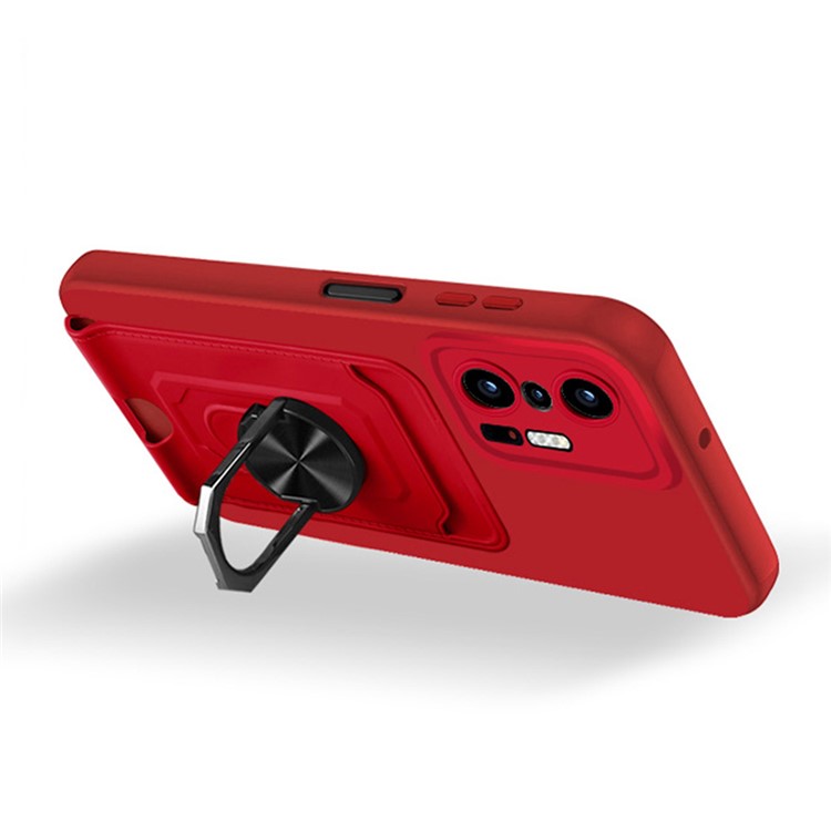 Case Xiaomi 11T / 11T Pro # Pre-Order * เคสแหวนขาตั้งอเนกประสงค์ TPU + PC ป้องกันรอยขีดข่วนพร้อมช่องเสียบการ์ดและเชือกเส้นเล็ก *