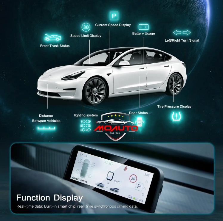 หน้าจอเรือนไมค์ดิจิตอล 4 นิ้ว Tesla Model Y / 3