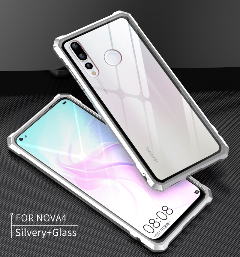 Case Huawei Nova 4 / Pre-Order * เคสอลูมิเนียมโลหะกรอบ + กระจกนิรภัยด้านหลัง *