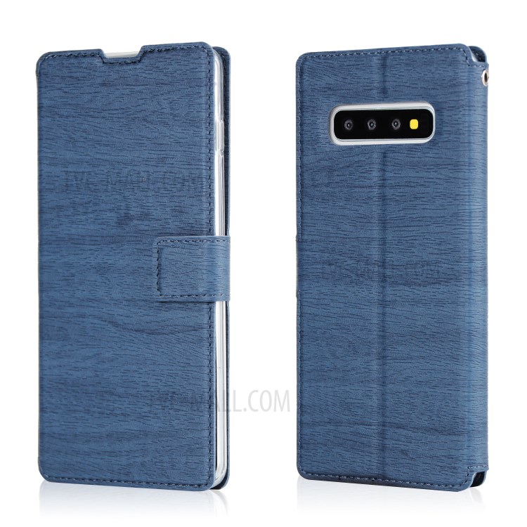 Case Samsung Galaxy S10 / Pre-Order * เคสลายไม้หนัง PU ยืนการ์ดสล็อตเคสTPU ด้วยเชือกแขวน *