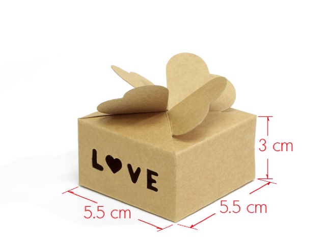 กล่องใส่ของชำร่วย ฝาหัวใจ คราฟท์ LOVE 60ชิ้น